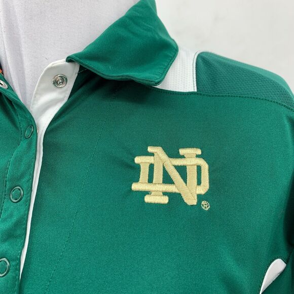 Adidas Notre Dame Polo Shirt Womens M Medium Green Scorch Climacool Short Sleeve - Picture 5 of 12